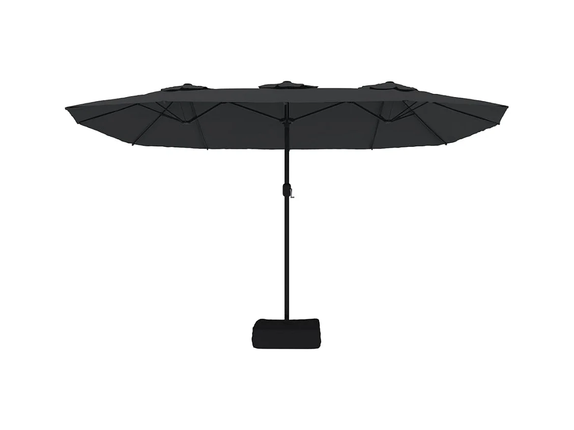Anderson  Parasol de jardin à double tête avec LED noir 449x265 cm
