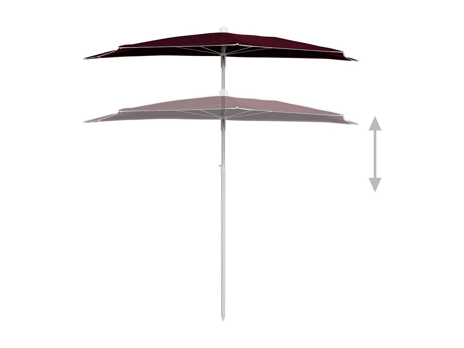 Hancock  Demi-parasol de jardin avec mât 180x90 cm rouge bordeaux