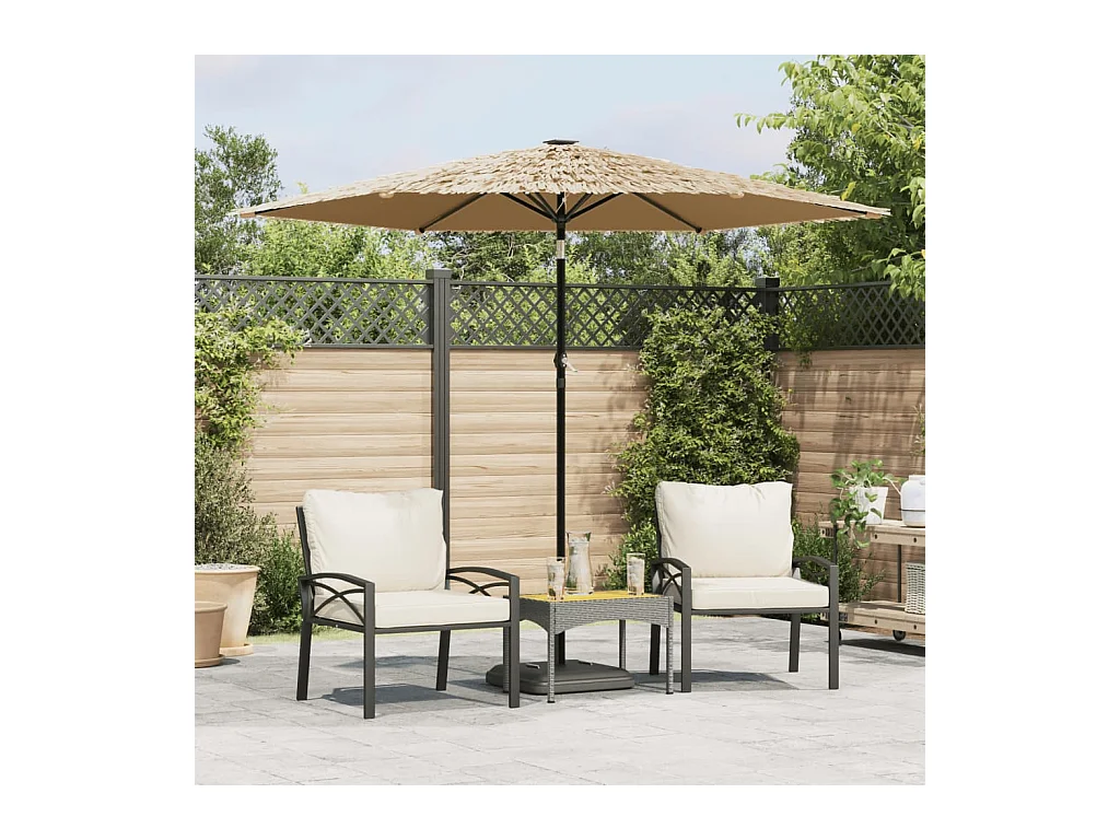 Clark  Parasol de jardin avec LED et mât en acier marron 268x268x226cm