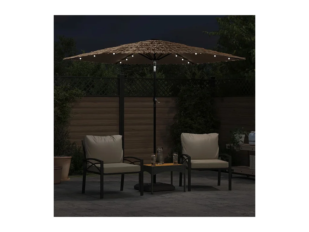 Clark  Parasol de jardin avec LED et mât en acier marron 268x268x226cm