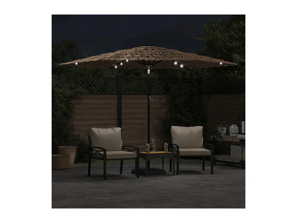Clark  Parasol met LED's en stalen paal 288x288x225 cm bruin
