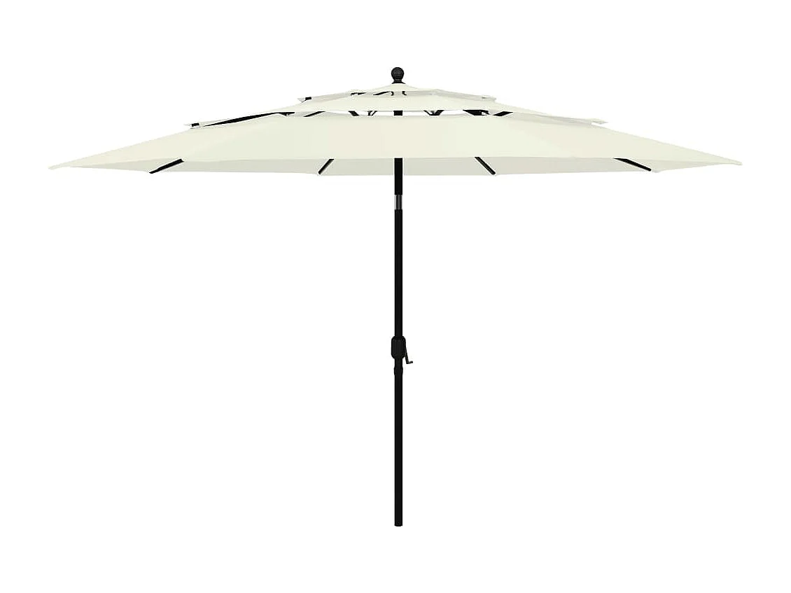 Nijkerk  Parasol de jardin à 3 niveaux avec mât en aluminium sable 3,5 m