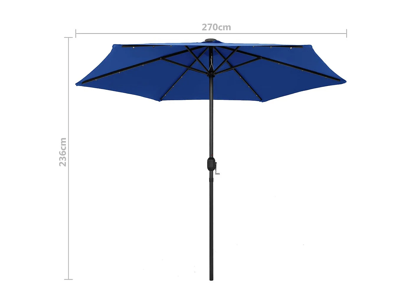 Jenine  Parasol met LED-verlichting en aluminium paal 270 cm azuurblauw