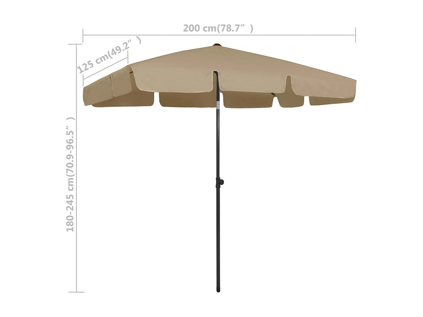 Roxanne  Strandparasol 200x125 cm taupe