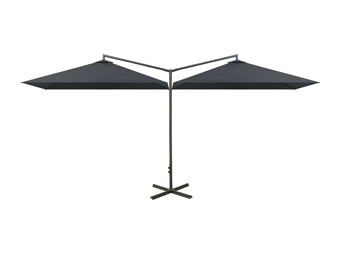 Clones  Parasol de jardin double avec mât en acier anthracite 600x300cm