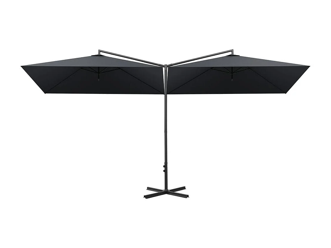 Clones  Parasol de jardin double avec mât en acier anthracite 600x300cm