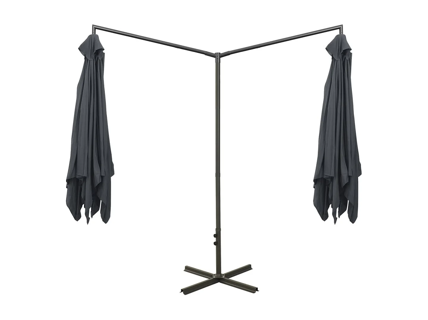 Clones  Parasol de jardin double avec mât en acier anthracite 600x300cm