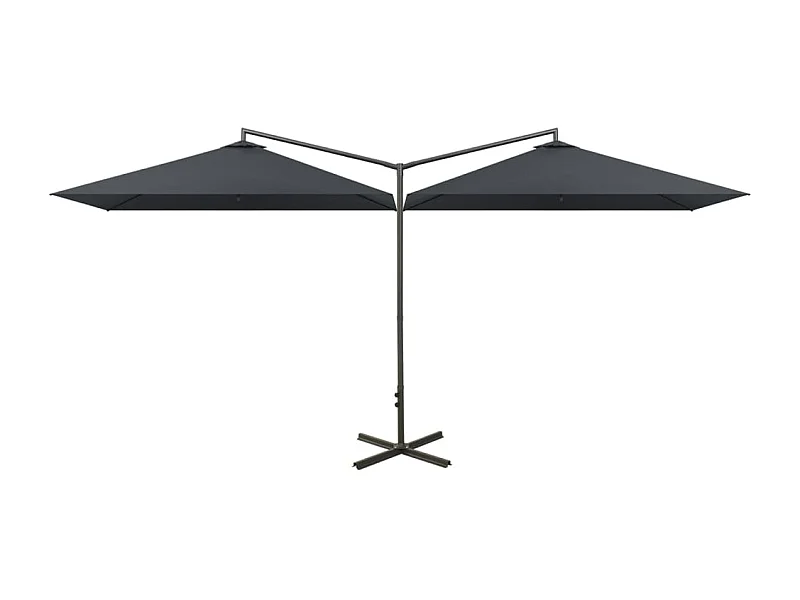 Clones  Parasol de jardin double avec mât en acier anthracite 600x300cm