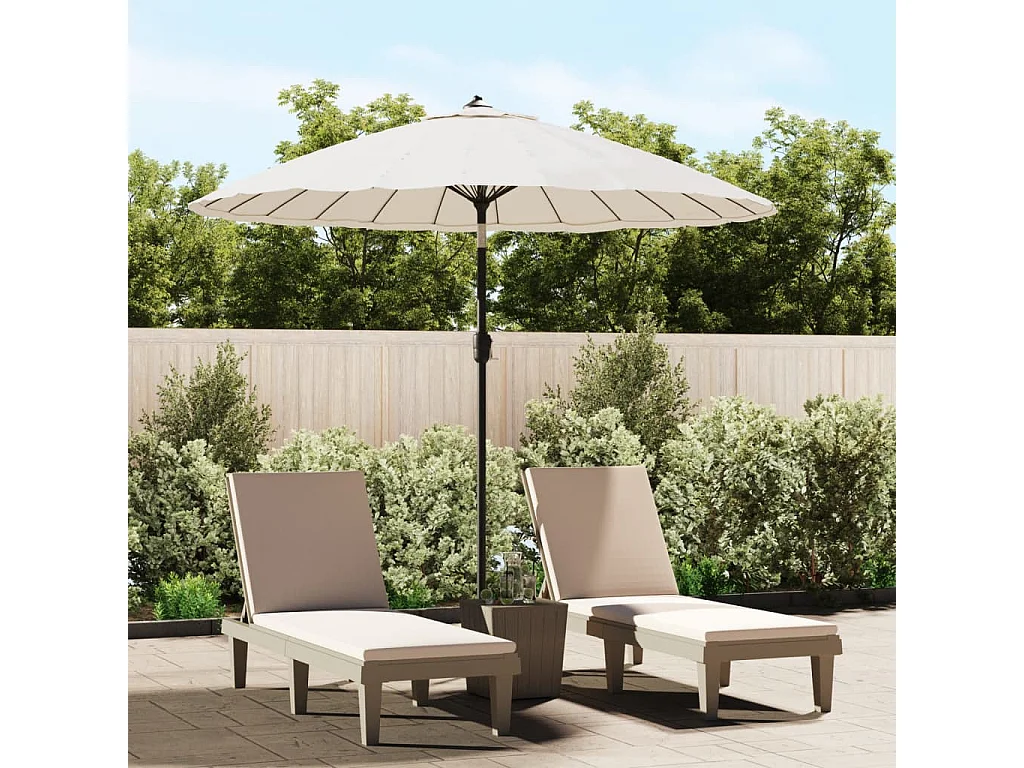 Castlefleming  Parasol d'extérieur et mât avec aluminium 270 cm Blanc sable