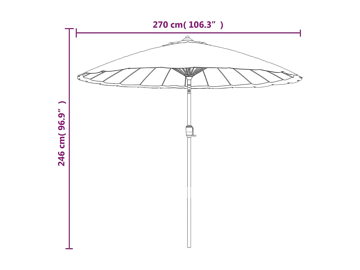 Castlefleming  Parasol d'extérieur et mât avec aluminium 270 cm Blanc sable