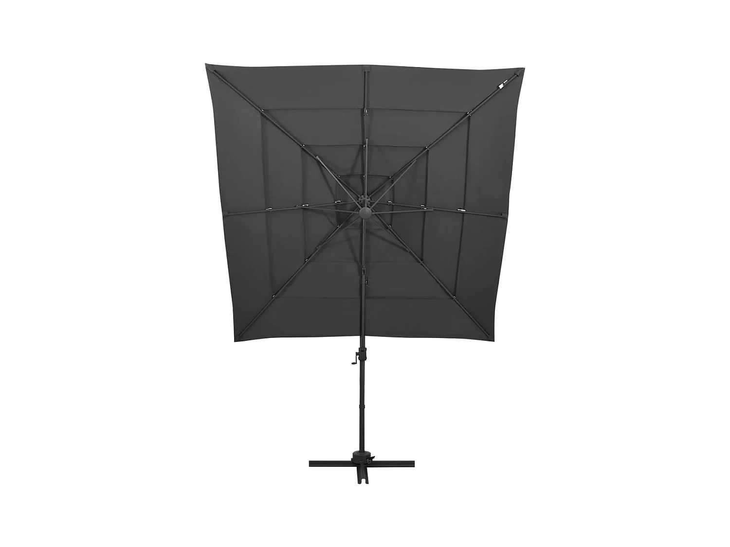 Zyldar  Parasol de jardin à 4 niveaux avec mât en aluminium anthracite
