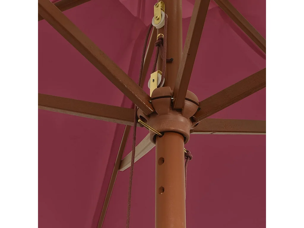Sophie-Sandrine  Sombrilla de jardín con poste de madera rojo burdeos 299x240 cm