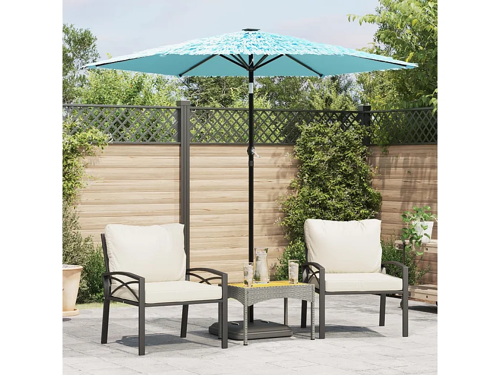 Draveil  Parasol de jardin avec mât en acier bleu 223x223x213 cm