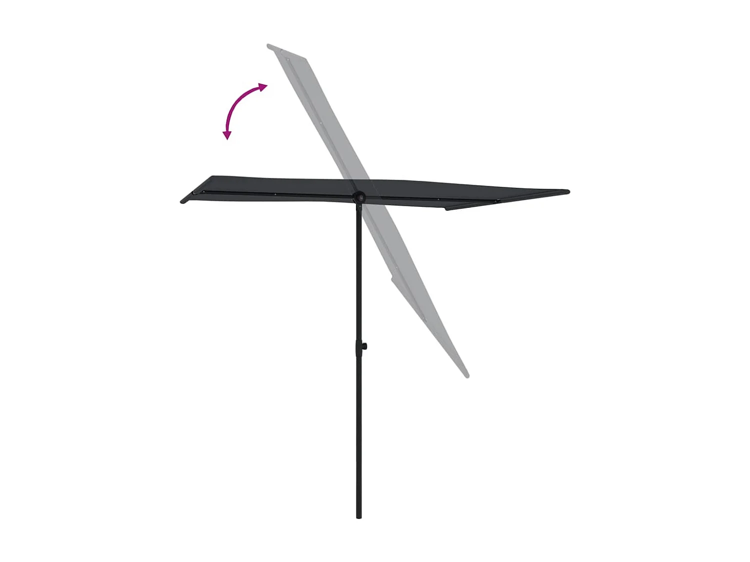 Zuhal  Parasol de jardin avec mât en aluminium 2x1,5 m Noir