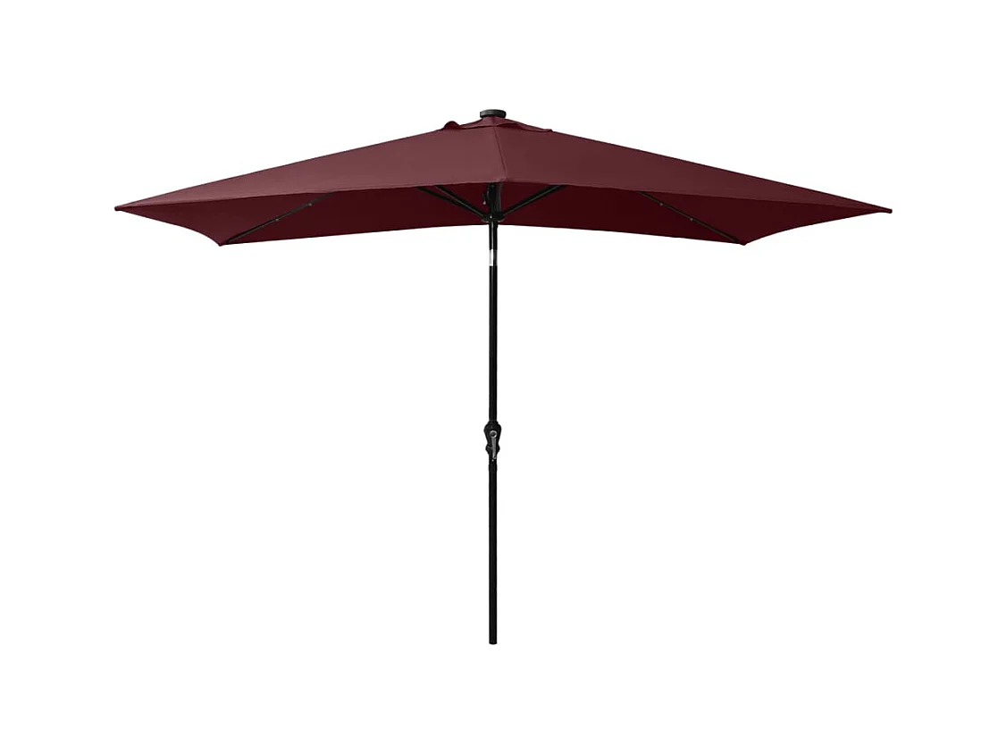 Prudence  Parasol de jardin avec LED et mât en acier rouge bordeaux 2x3 m