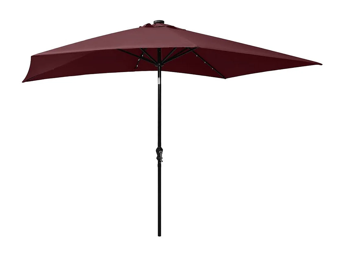 Prudence  Parasol de jardin avec LED et mât en acier rouge bordeaux 2x3 m