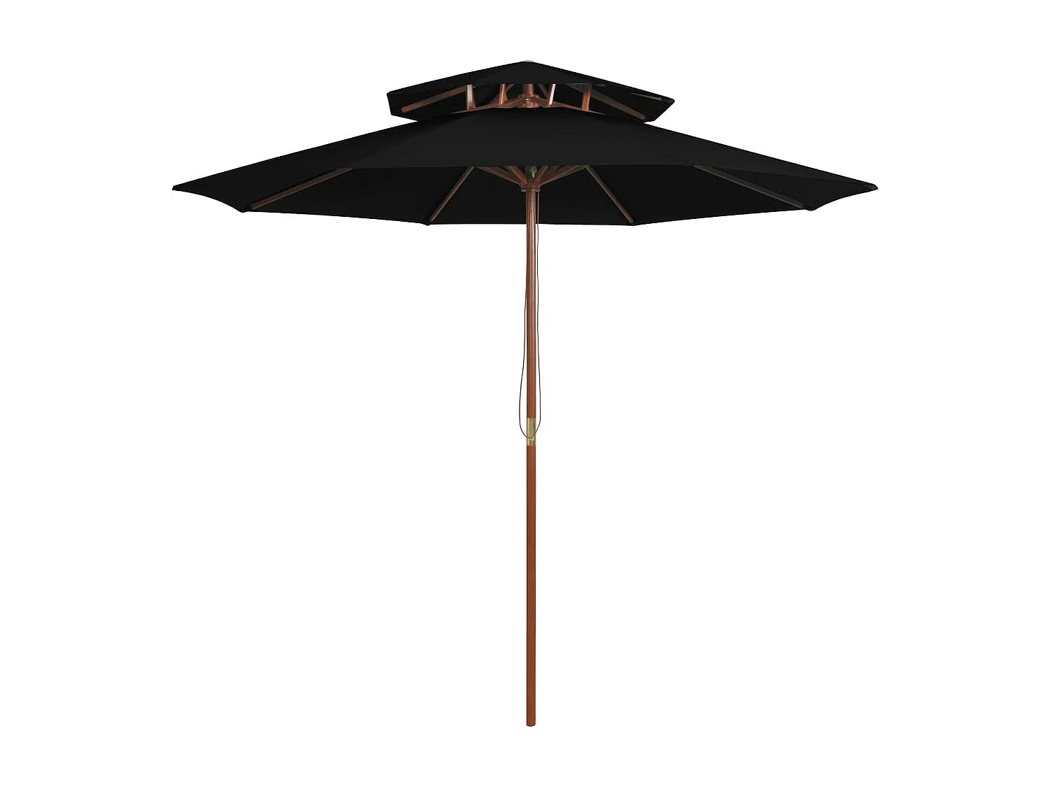 Faylyn  Parasol à deux étages avec mât en bois noir 270 cm