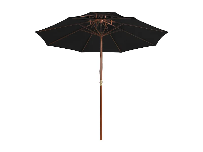 Faylyn  Parasol à deux étages avec mât en bois noir 270 cm
