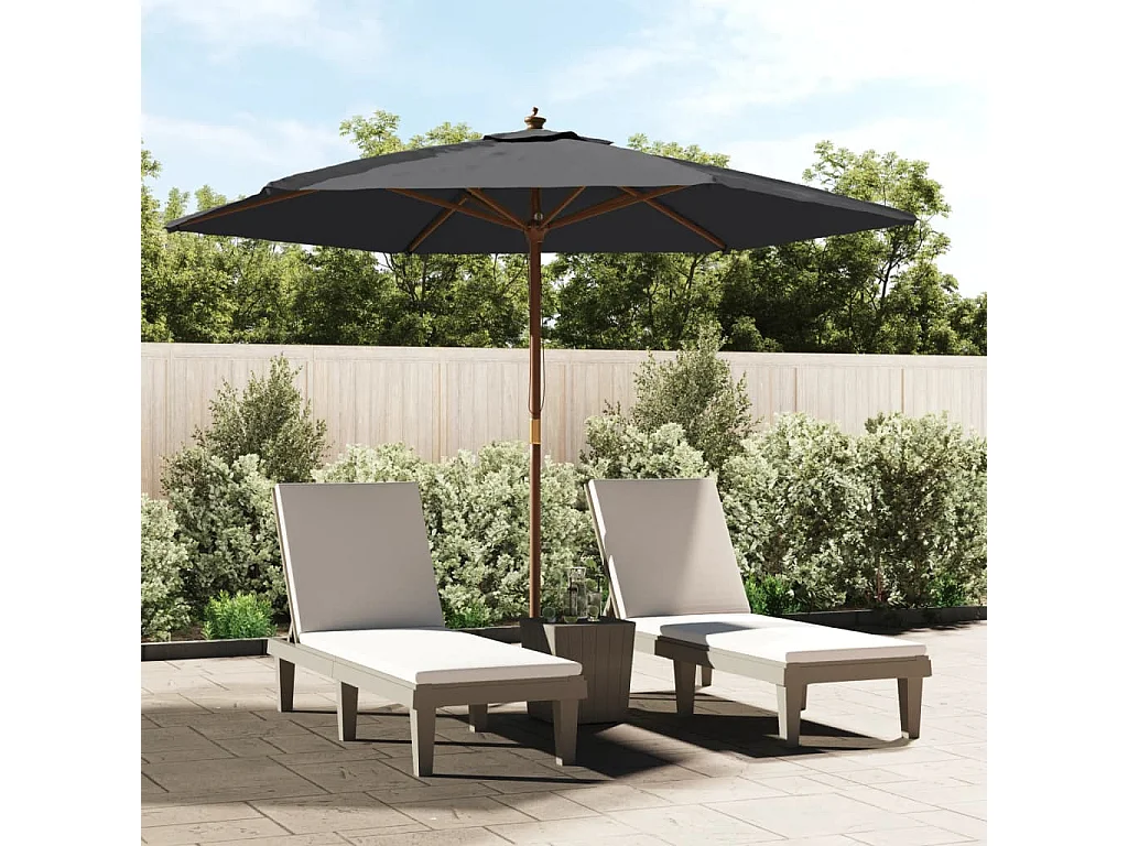 Sophie-Sandrine  Parasol met houten paal 299x240 cm zwart