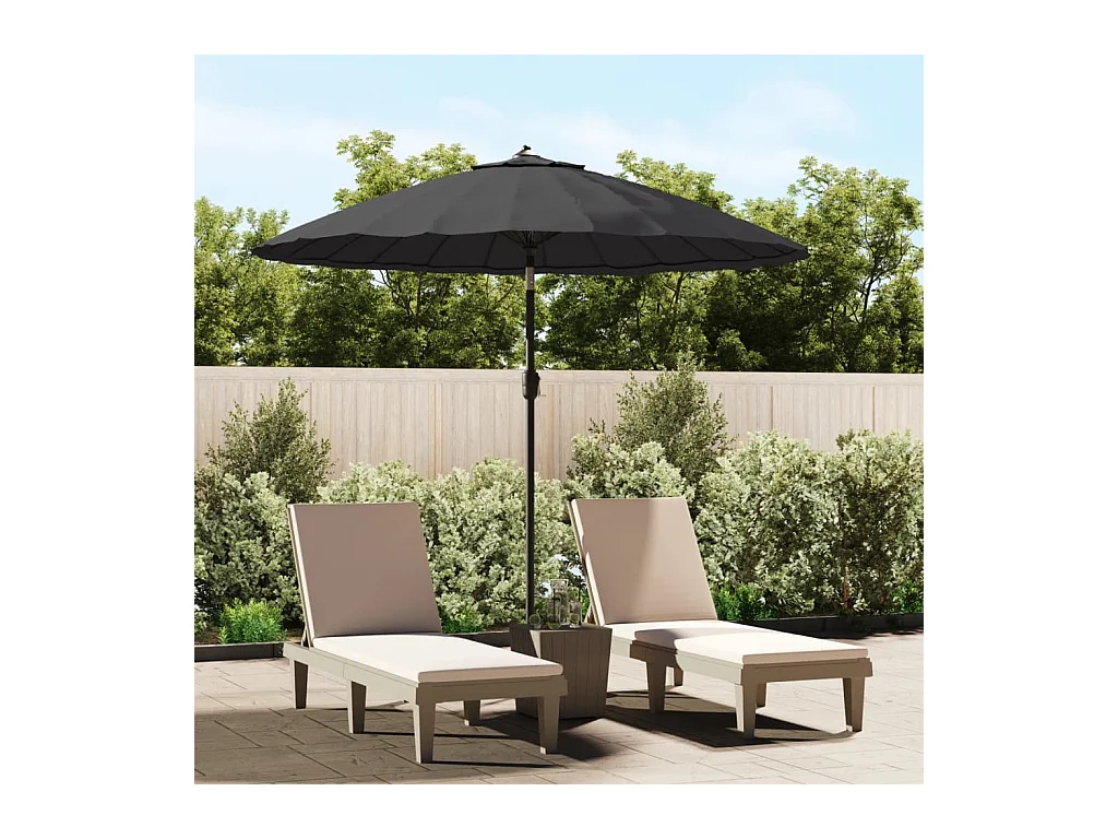 Castlefleming  Sombrilla de jardín con palo de aluminio negro 270 cm