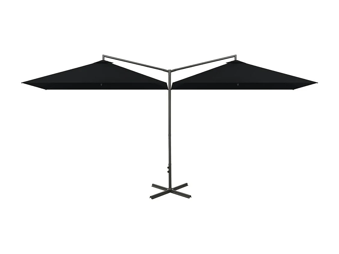 Clones  Parasol dubbel met stalen paal 600x300 cm zwart