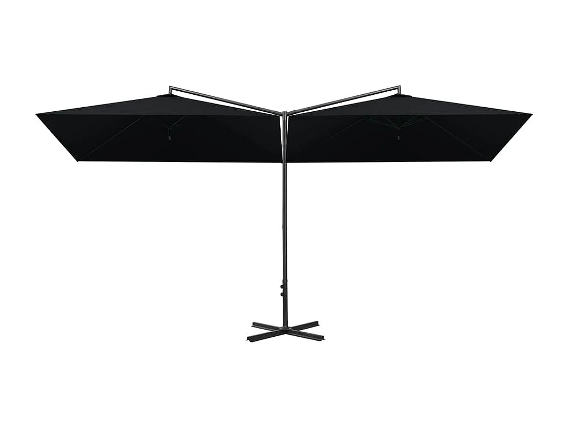 Clones  Parasol dubbel met stalen paal 600x300 cm zwart
