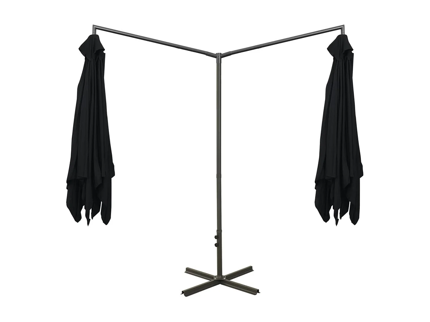 Clones  Parasol dubbel met stalen paal 600x300 cm zwart