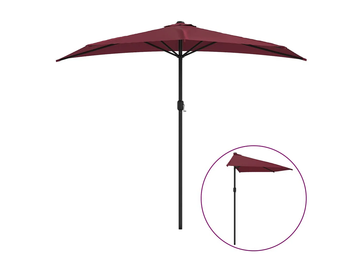 Vilde Kristine  Balkonparasol half aluminium paal 270x144x222 cm bordeauxrood