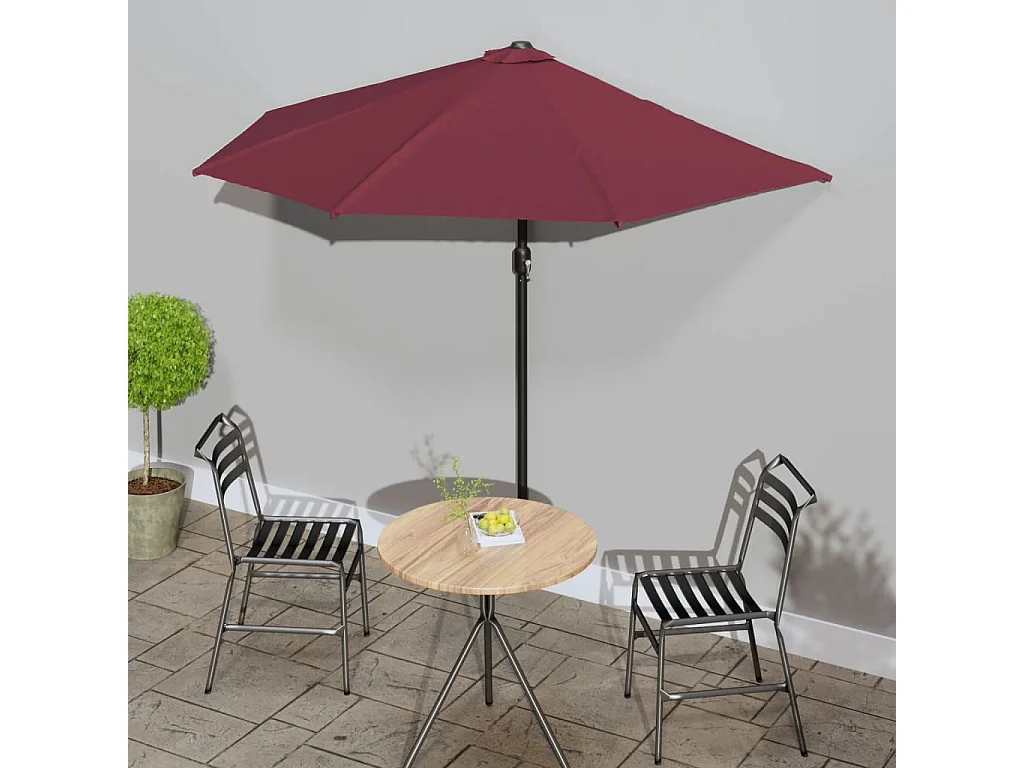 Vilde Kristine  Balkonparasol half aluminium paal 270x144x222 cm bordeauxrood