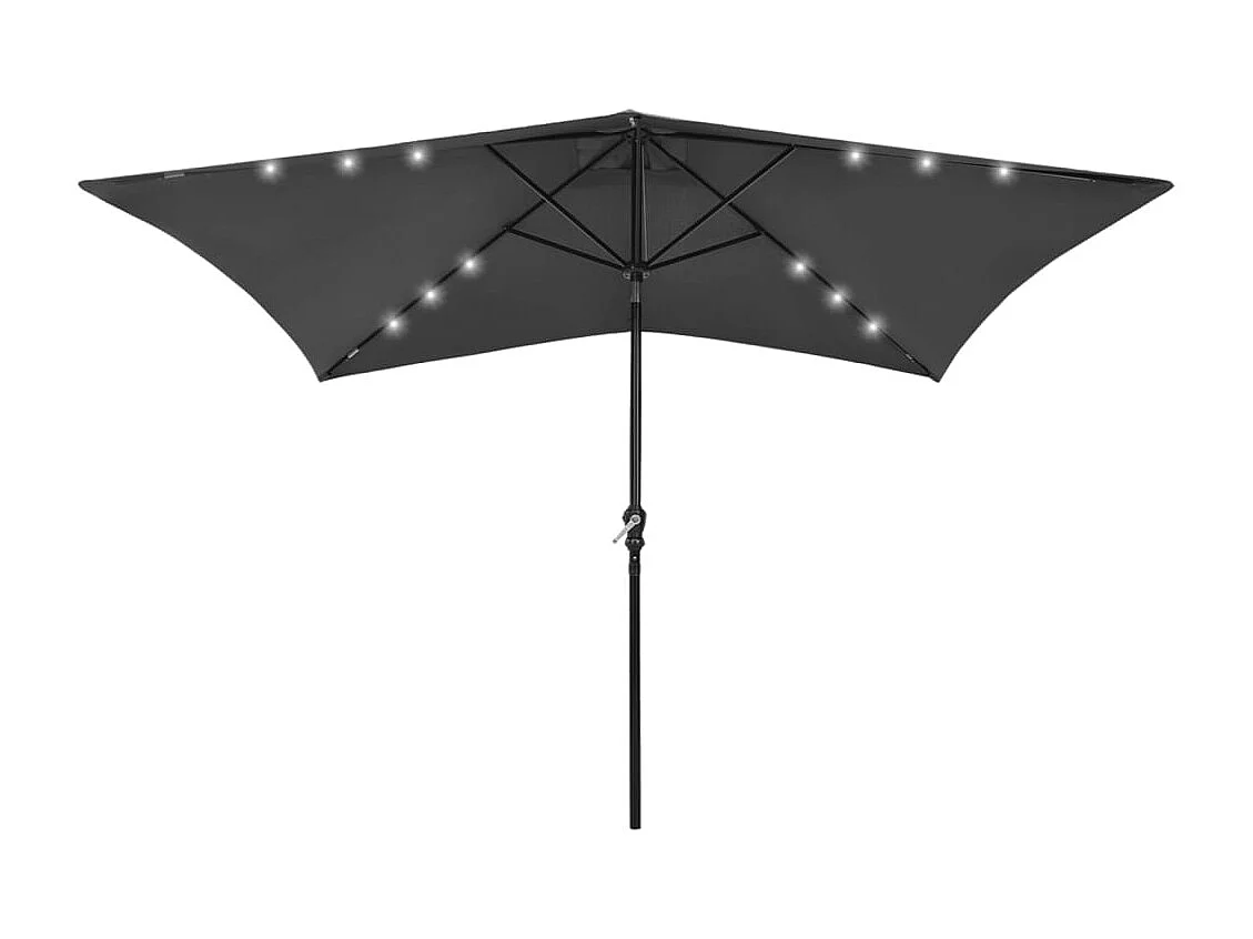 Prudence  Parasol de jardin avec LED et mât en acier anthracite 2x3 m