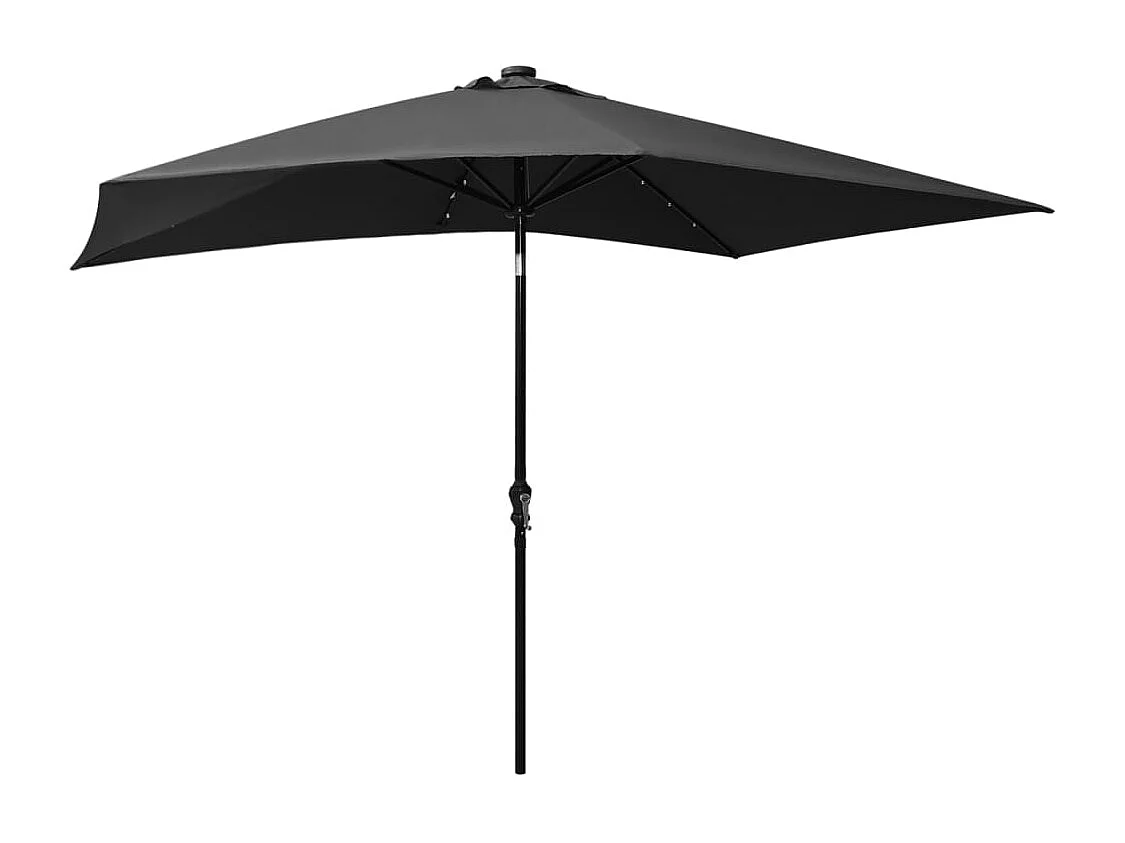 Prudence  Parasol de jardin avec LED et mât en acier anthracite 2x3 m