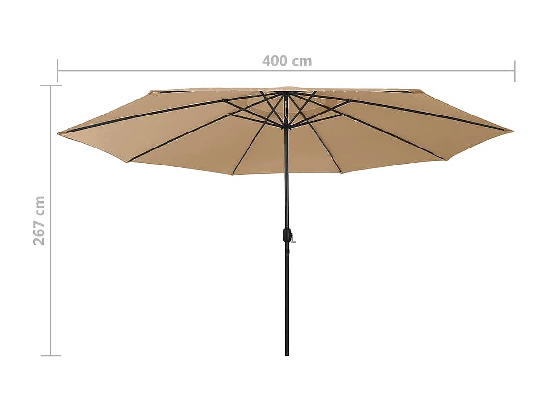 Brintir  Parasol met LED-verlichting 400 cm taupe