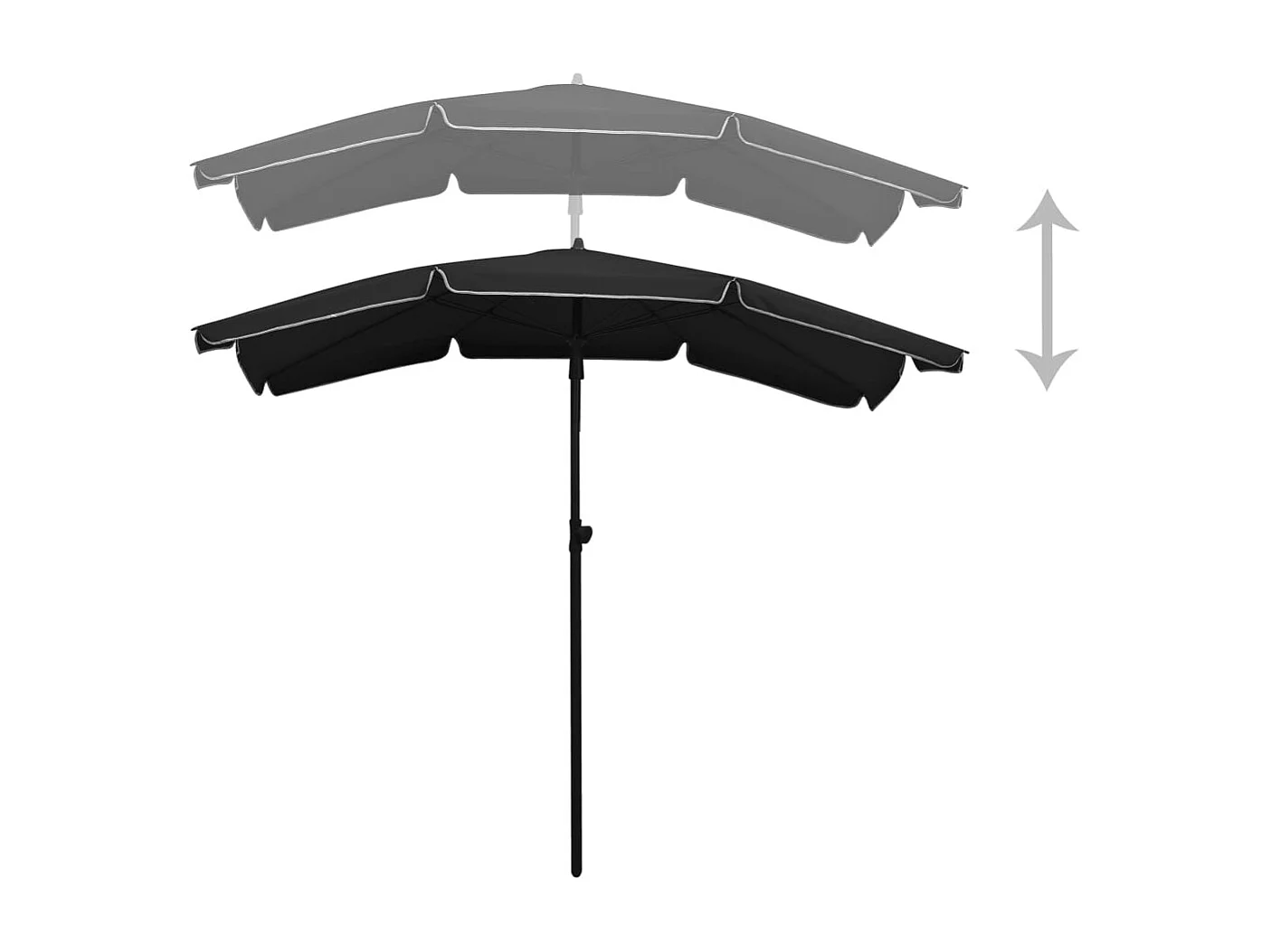 Seinäjoki  Parasol de jardin avec mât 200x130 cm noir