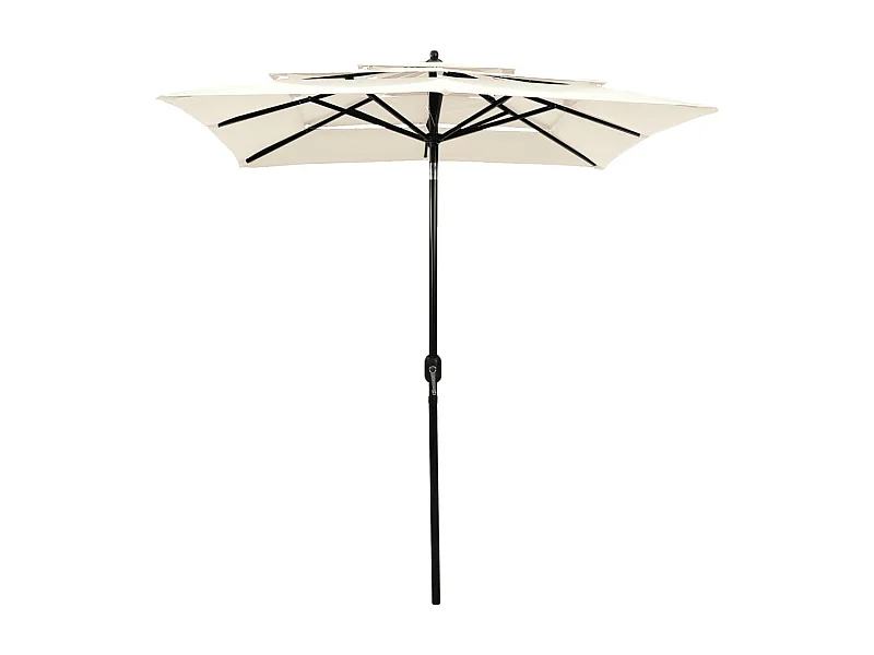 Mart  Parasol de jardin à 3 niveaux avec mât en aluminium sable 2x2 m