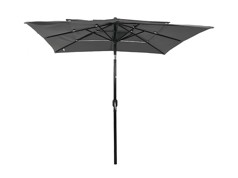 Mart  Parasol de jardin à 3 niveaux avec mât en aluminium anthracite