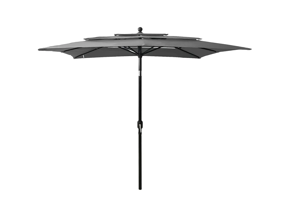 Mart  Parasol de jardin à 3 niveaux avec mât en aluminium anthracite