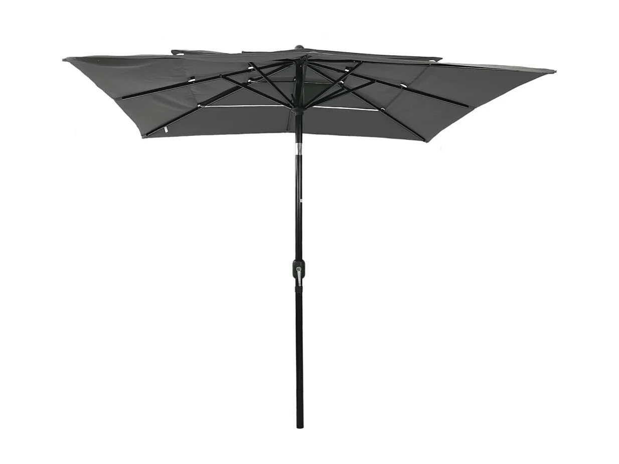 Mart  Parasol de jardin à 3 niveaux avec mât en aluminium anthracite