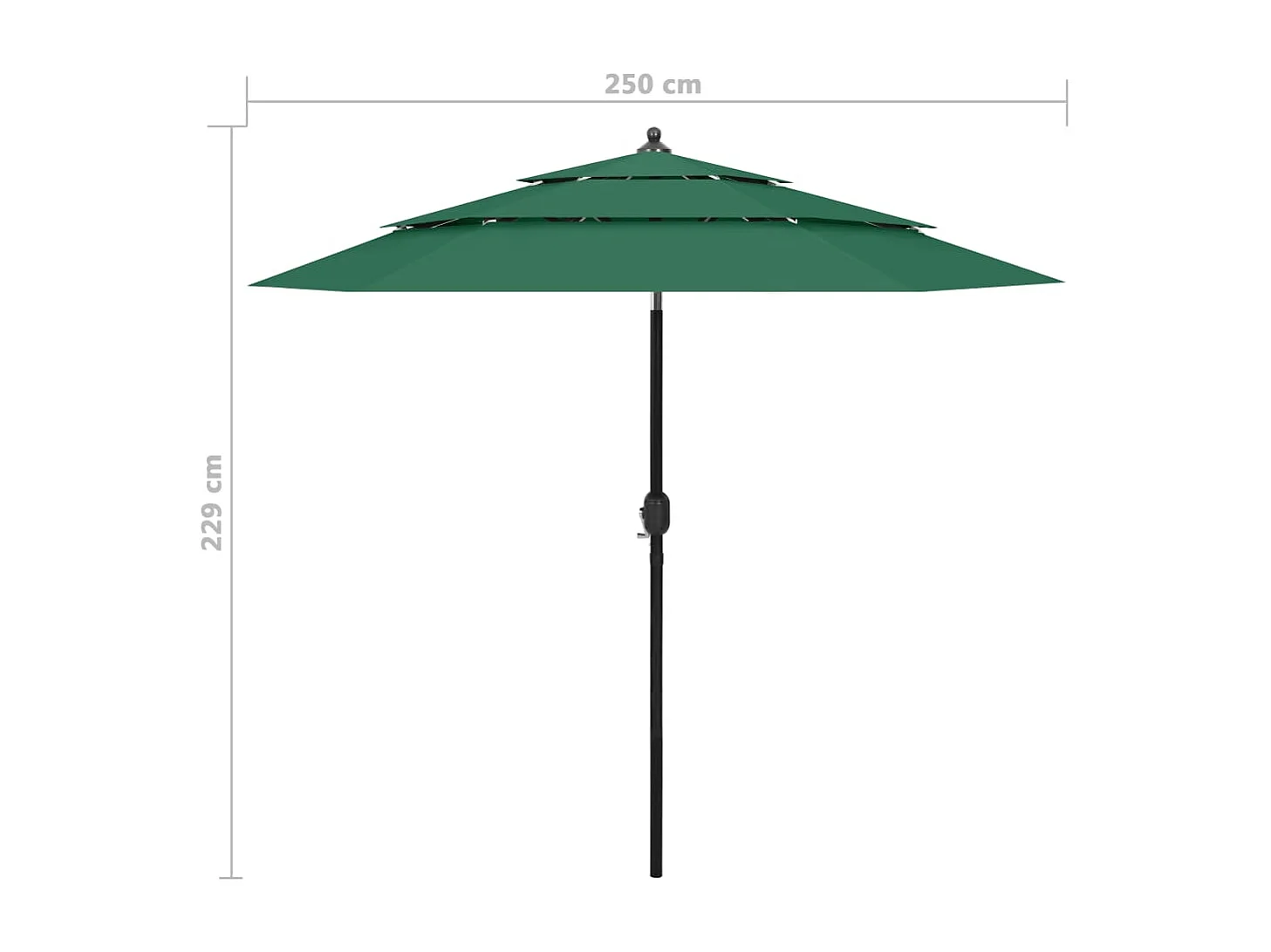 Nijkerk  Parasol 3-laags met aluminium paal 2,5 m groen