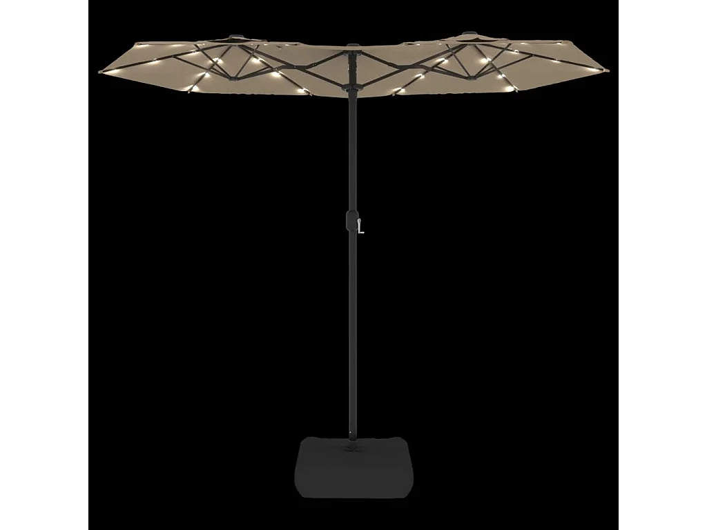 Vanyra  Parasol de jardin à double tête avec LED taupe 316x145 cm