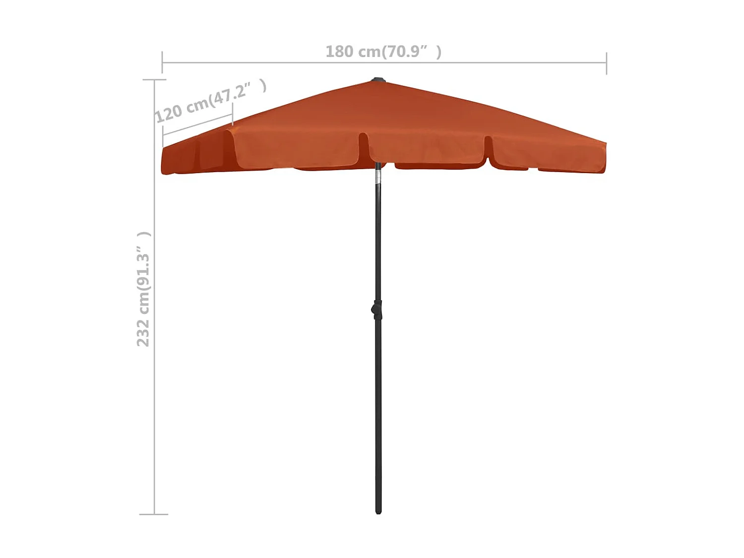 Roxanne  Parasol de plage terre cuite 180x120 cm