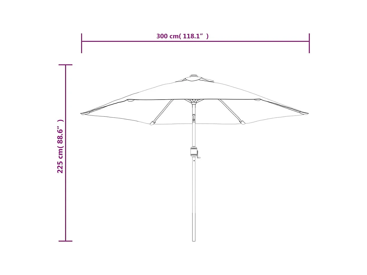 Arabella  Parasol de jardin avec lumières LED et mât en acier terre cuite