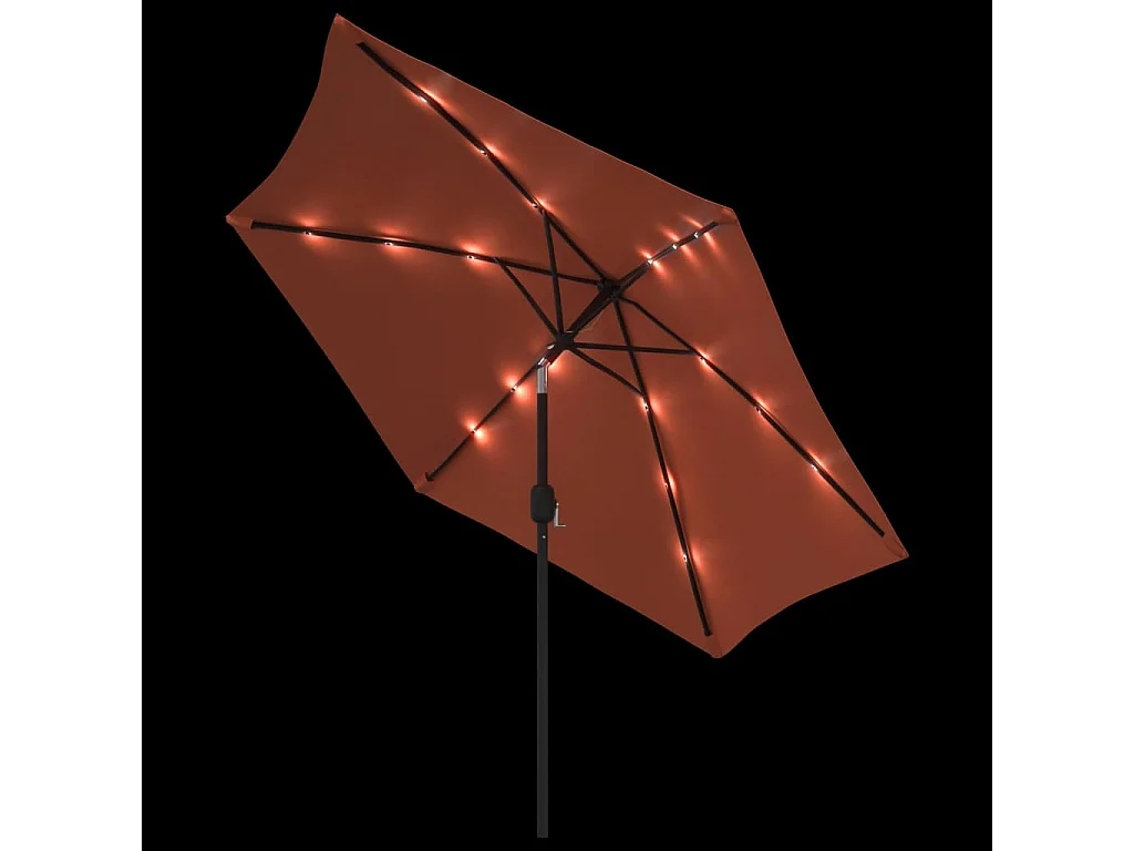Arabella  Parasol de jardin avec lumières LED et mât en acier terre cuite