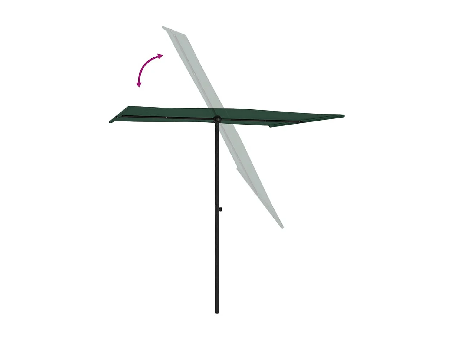 Zuhal  Parasol de jardin avec mât en aluminium 2x1,5 m Vert