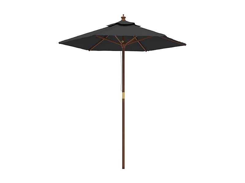Delinra  Parasol met houten paal 196x231 cm zwart