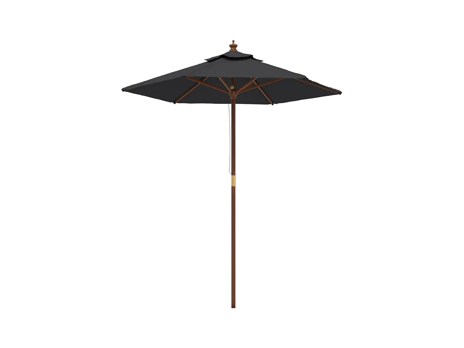 Delinra  Parasol de jardin avec mât en bois noir 196x231 cm
