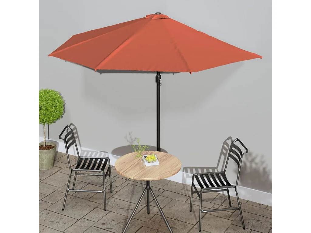 Vilde Kristine  Balkonparasol half met aluminium paal 300x155x223 cm terracotta