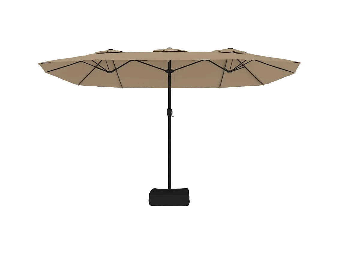 Anderson  Parasol de jardin à double tête avec LED taupe 449x265 cm