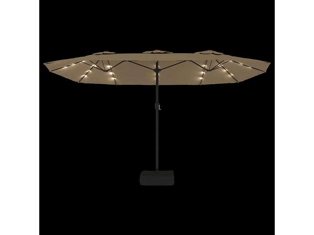 Anderson  Parasol de jardin à double tête avec LED taupe 449x265 cm