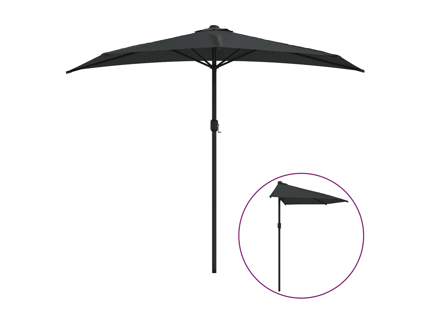 Vilde Kristine  Balkonparasol half met aluminium paal 270x144x222 cm zwart