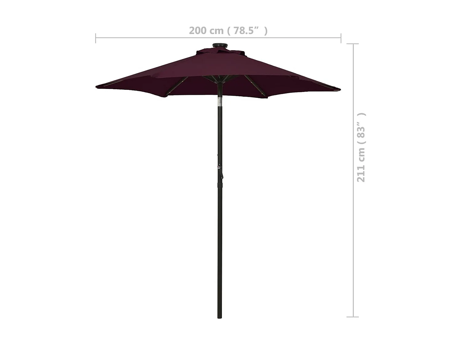 Zerdal  Parasol met LED-verlichting 200x211 cm aluminium bordeauxrood